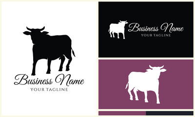 silhouette cow buffalo logo template