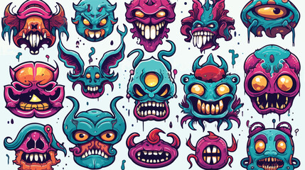 Vector collection of stickers vector 2D illustration.
