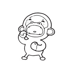 gorilla doodle vector illustration isolated on white background