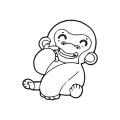 gorilla doodle vector illustration isolated on white background