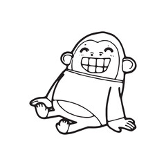 gorilla doodle vector illustration isolated on white background