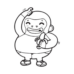 gorilla doodle vector illustration isolated on white background