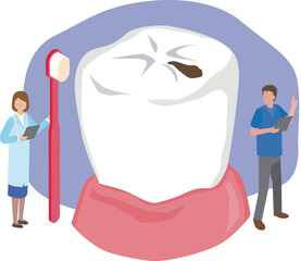 むし歯と歯科医師のイラスト