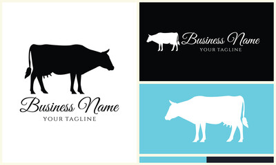 silhouette cow buffalo logo template