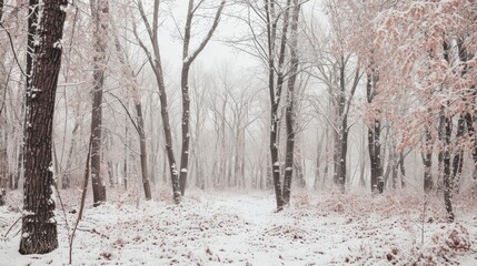 beautiful winter forest landscape with snow covered trees - retro vintage effect