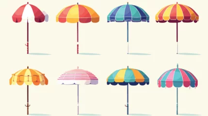 Fotobehang Vector set of beach umbrellas vector 2D illustration. © iclute3