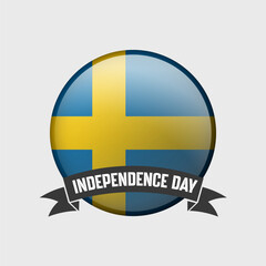 Sweden Round Independence Day Badge