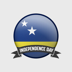 Curacao Round Independence Day Badge