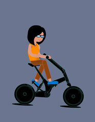 A silhouette of a female person riding a sport bike