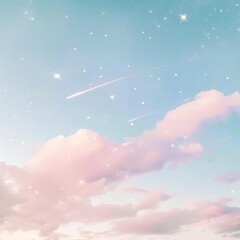 abstract winter background with snowflakes and blue sky - retro vintage effect