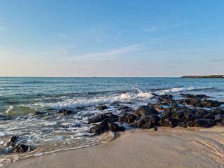 This is Gwakji Beach in Jeju Island, which has basalt rocks.