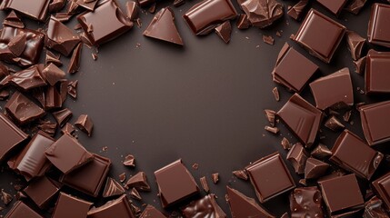 Chocolate frame on monotone background