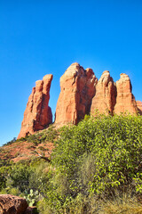 Red Rock Formations of Cathedral Rock, Sedona - Desert Landscape View