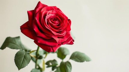 Beautiful red rose isolated on white background. Vintage style toned picture