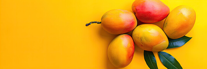 mangoes isolated on yellow background 
