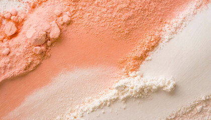 Fototapeta premium closeup image of coral pink and ivory powder texture , 16:9 widescreen background / wallpaper,