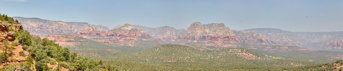 Sedona Red Rock Panorama with Clear Blue Sky from Elevated Viewpoint