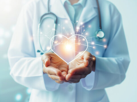 doctor holding a heart symbol