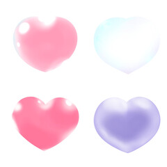 Collection of 3D balloon heart in transparent PNG