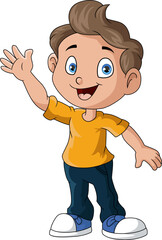 Cute little boy cartoon on white background