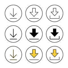 Download icon set vector. Download sign and symbol