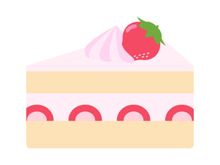 かわいいイチゴのショートケーキのイラスト
