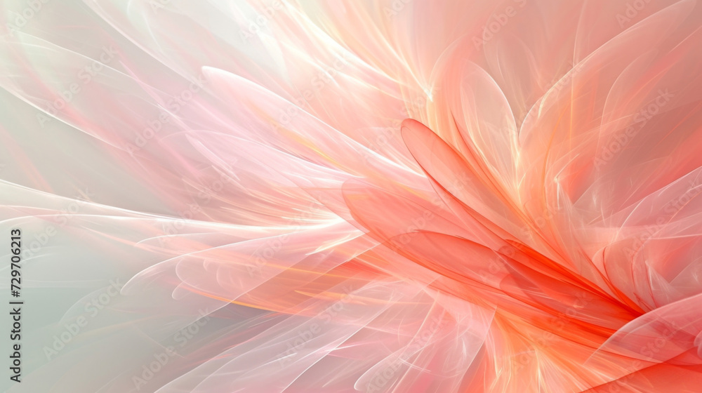 Poster layers of light and airy strokes like the gentle plumes of a birds wings interweave to create a soft