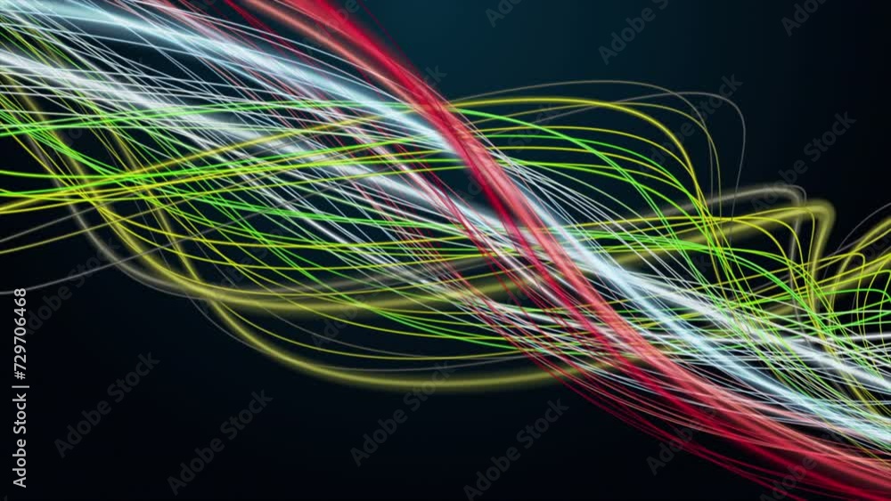 Poster fantastic video animation with stripe wave object in slow motion, 4096x2304 loop 4k