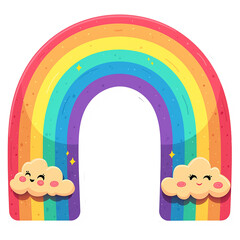 Obraz premium cute colorful rainbow with cloud 2d sticker 