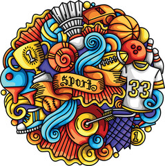 Sports Sporty Event Badminton Basket Winner Colorful Art Doodle