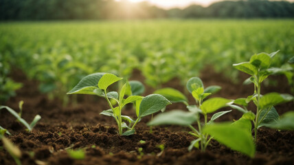  Lush Farm Field with Vibrant Green Leaves Background
