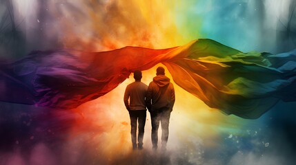 gay couple pride with copy space background