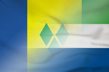 Saint Vincent and the Grenadines and Sierra Leone government flag transborder relations SLE VCT - obrazy, fototapety, plakaty
