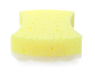 One new yellow sponge isolated on white