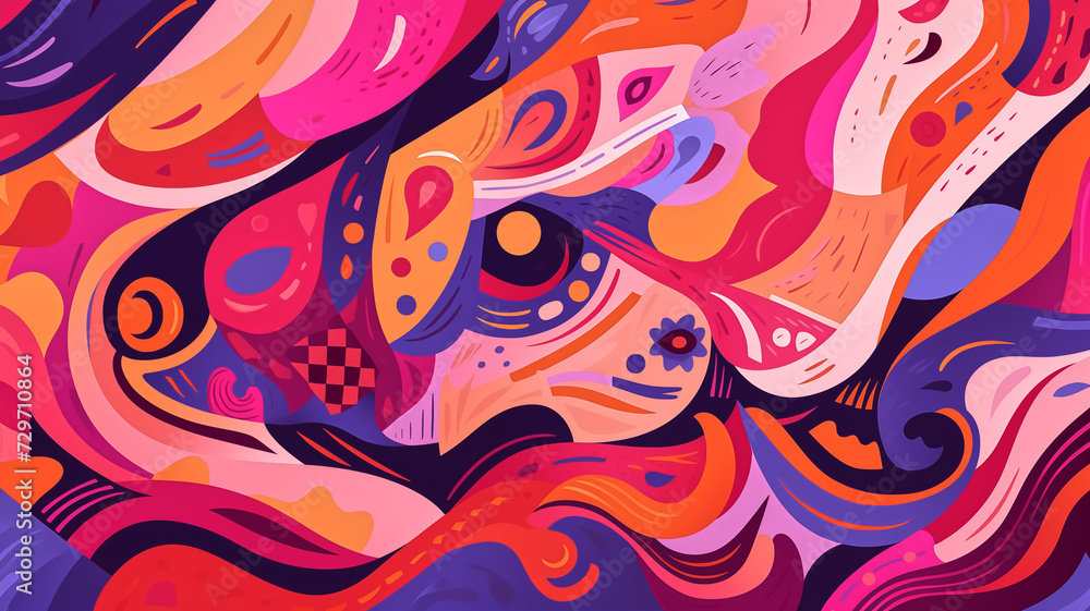 Poster seamless pattern with abstract psychedelic wavy background. vector illustration