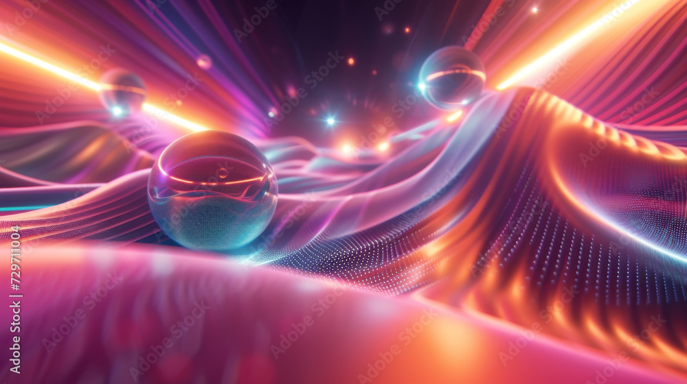 Poster a holographic playground where the boundaries of imagination are pushed to their limits. shapes and 