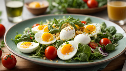 Fresh Flavors: Vibrant Vegetarian Salad with Mozzarella, Eggs, and Chards