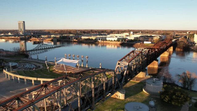 Red River, Shreveport, Louisiana Riverfront - 4K drone footage
