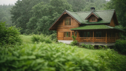 Fototapeta na wymiar wooden house in the woods