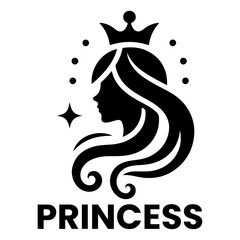 minimal princes brand logo concept, clipart, symbol, black color silhouette