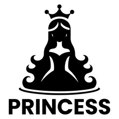 minimal princes brand logo concept, clipart, symbol, black color silhouette