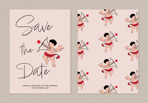 Save the Date Invitation with Cupid and Arrow