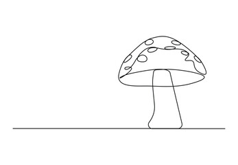 Mushroom continuous single line drawing. Isolated on white background vector illustration. Pro vector