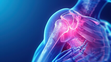 Painful shoulder joints. Frozen shoulder, impingement. 3d illustration