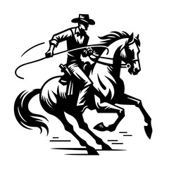 Cowboy Riding Horse in Clean Modern Timeless Style