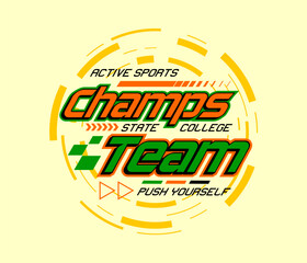 striped sport style circle typography