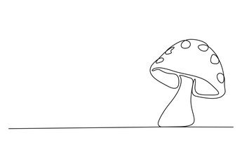 Mushroom single line drawing. Continuous one line drawing mushroom. Isolated on white background vector illustration. Pro vector - obrazy, fototapety, plakaty
