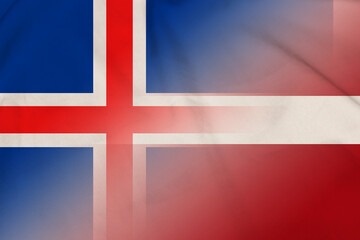 Obraz premium Iceland and Latvia national flag transborder contract LVA ISL