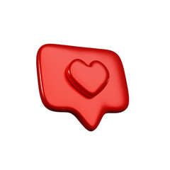 3D Rendered Icon with Heart Symbol left angle