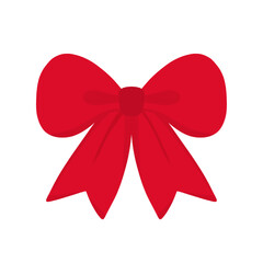 red ribbon bow illustration isolated on white and transparent background. red ribbon flat style vector illustration minimalism